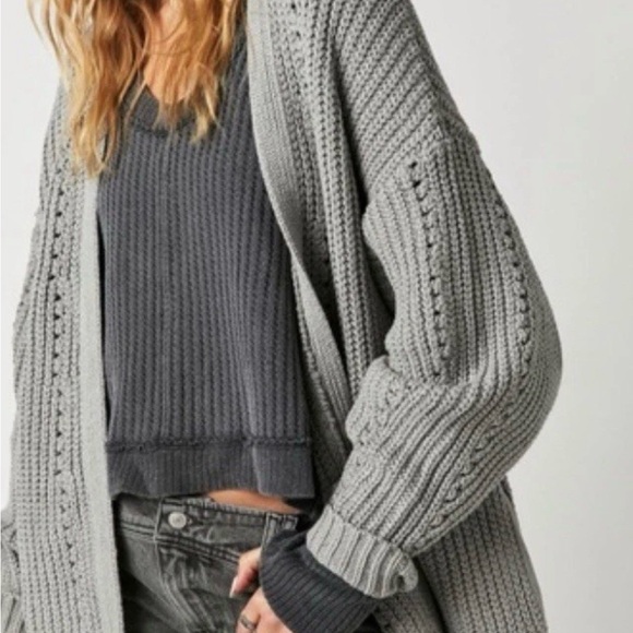 Free People Sweaters - Free People Gray Knit Cardigan